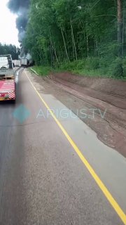 Пожар на трассе: фура горит в Мухоршибирском районе